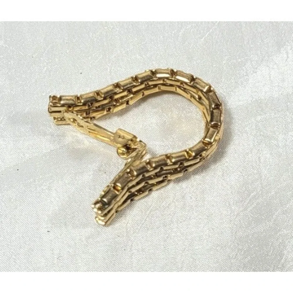 Kenneth Lane Gold Tone Triple Chain Clip-on Earrings - Picture 3 of 5